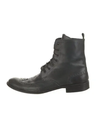 Pre-owned Dolce & Gabbana Leather Combat Boots In Black