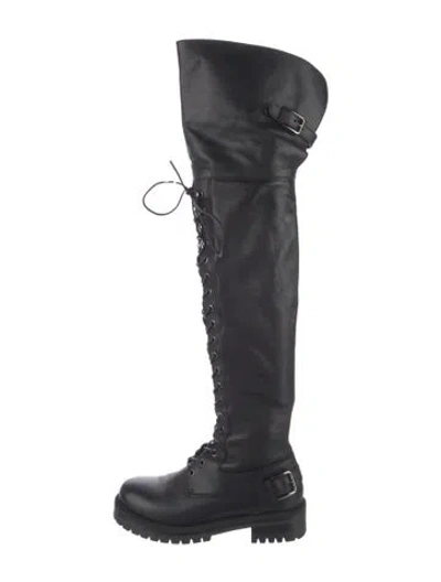 Pre-owned Dolce & Gabbana Leather Combat Boots In Black