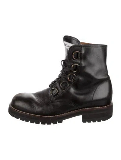 Pre-owned Dolce & Gabbana Leather Combat Boots In Black