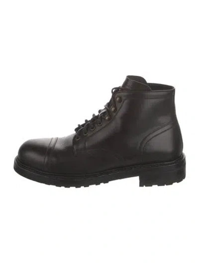 Pre-owned Dolce & Gabbana Leather Combat Boots In Black