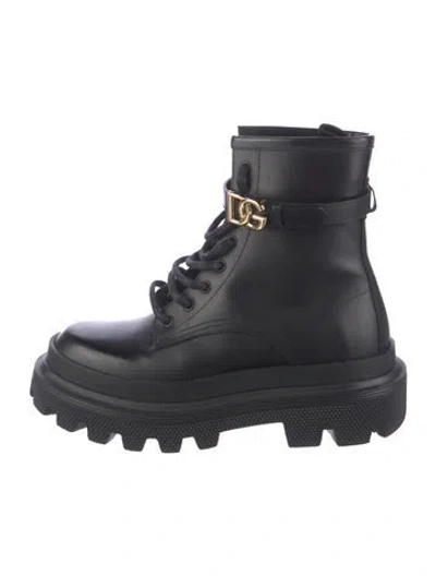 Pre-owned Dolce & Gabbana Leather Combat Boots In Black