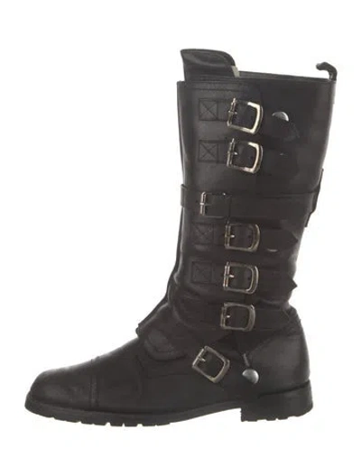 Pre-owned Dolce & Gabbana Leather Combat Boots In Black