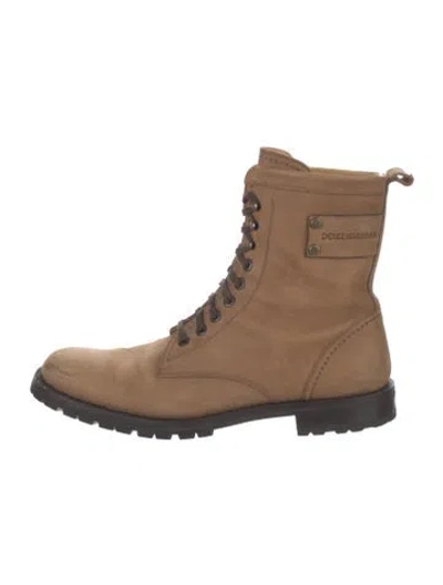 Pre-owned Dolce & Gabbana Leather Combat Boots In Brown