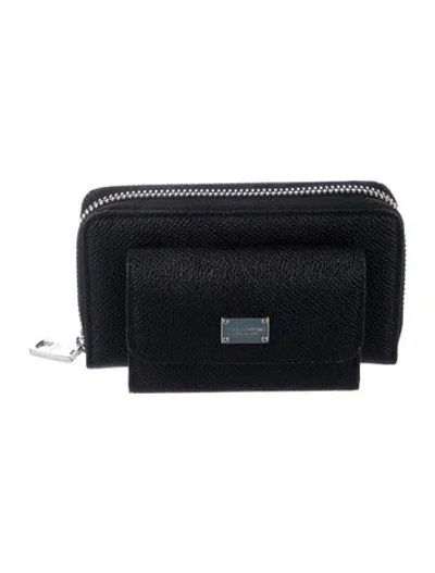 Pre-owned Dolce & Gabbana Leather Continental Wallet In Black