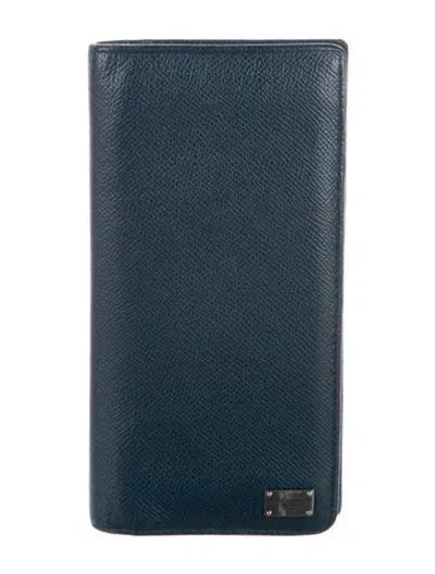 Pre-owned Dolce & Gabbana Leather Continental Wallet In Blue