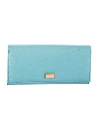 Pre-owned Dolce & Gabbana Leather Continental Wallet In Blue