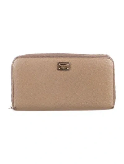 Pre-owned Dolce & Gabbana Leather Continental Wallet In Brown