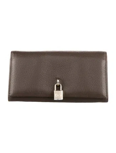 Pre-owned Dolce & Gabbana Leather Continental Wallet In Brown