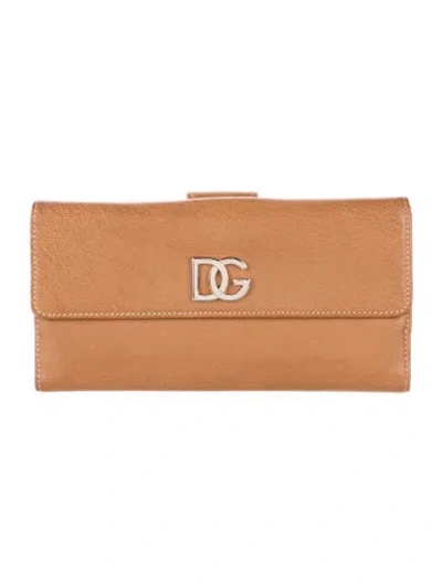 Pre-owned Dolce & Gabbana Leather Continental Wallet In Brown