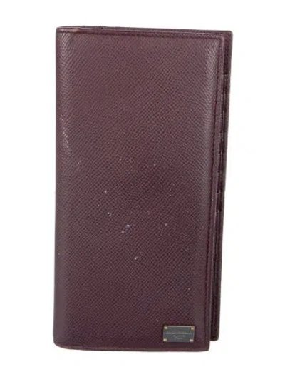 Pre-owned Dolce & Gabbana Leather Continental Wallet In Burgundy