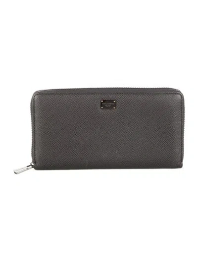 Pre-owned Dolce & Gabbana Leather Continental Wallet In Grey