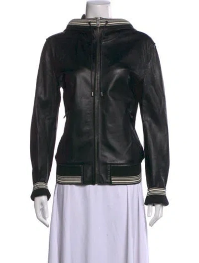 Pre-owned Dolce & Gabbana Leather Crew Neck Hoodie In Black