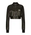 Dolce & Gabbana Short Leather Jacket With Long Sleeves