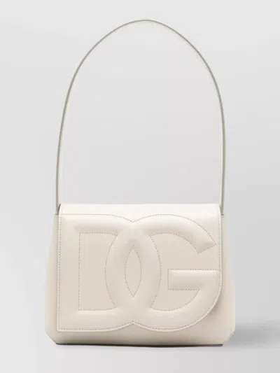 Dolce & Gabbana Leather Cross-body Bag Dg Logo In Neutrals