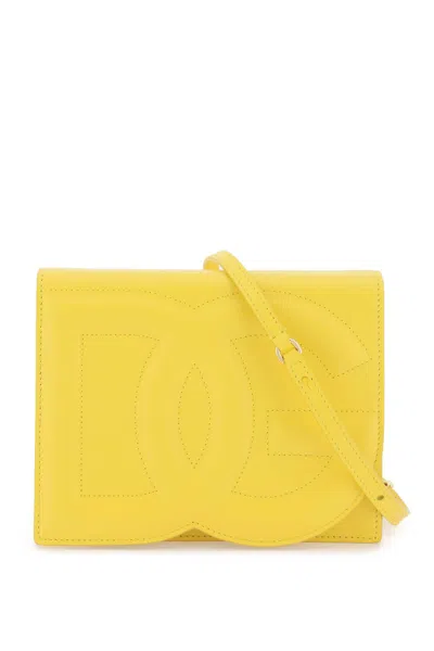Dolce & Gabbana Dg Logo Leather Crossbody Bag In Yellow