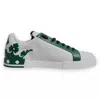 Dolce & Gabbana White Green Leather Crown Milano Sneakers Shoes In White