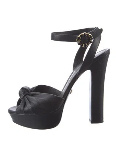 Pre-owned Dolce & Gabbana Leather Crystal Embellishments Mules In Black