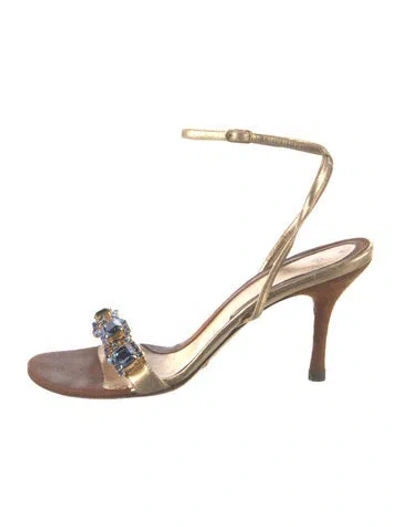 Pre-owned Dolce & Gabbana Leather Crystal Embellishments Sandals