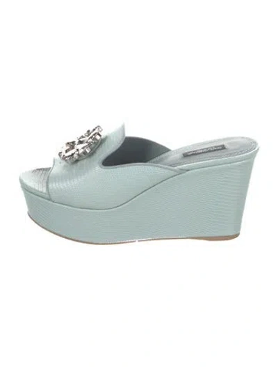 Pre-owned Dolce & Gabbana Leather Crystal Embellishments Sandals In Blue
