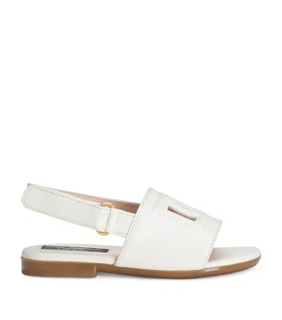 DOLCE & GABBANA LEATHER CUT-OUT LOGO SANDALS