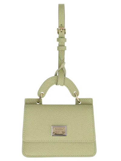 Dolce & Gabbana Dauphine Calfskin Cardholder With Strap In Green