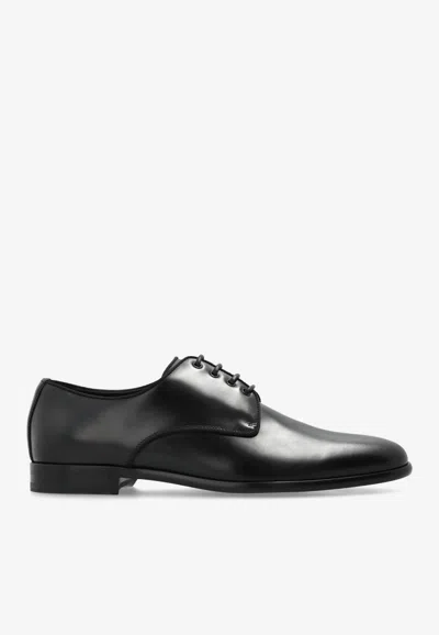 Dolce & Gabbana Leather Derby Shoes In Black