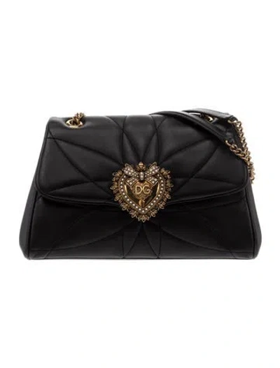 Pre-owned Dolce & Gabbana Leather Devotion In Black