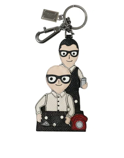 Dolce & Gabbana Leather Dg Family Charm Key Case In Multicolor