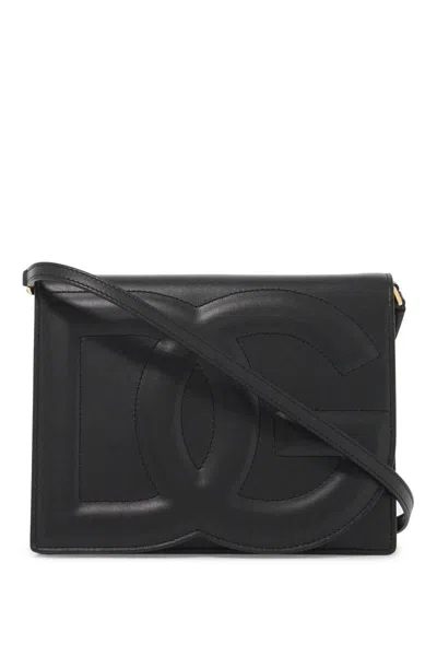 Dolce & Gabbana Leather Dg Logo Crossbody Bag In Black