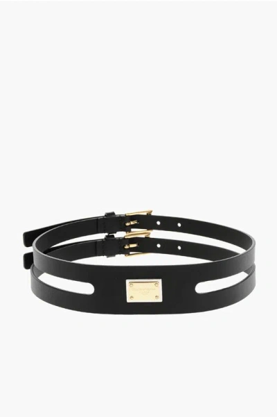 Dolce & Gabbana Leather Double Belt 50mm Grösse 75
