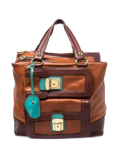 Pre-owned Dolce & Gabbana Leather Dual-pocket Bag In Brown