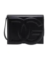 Dolce & Gabbana Leather Embossed-logo Crossbody In Black
