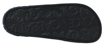 Dolce & Gabbana Leather Embossed Logo Slide Sandals In Black