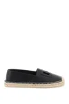 Dolce & Gabbana Logo-embossed Leather Espadrilles In Black