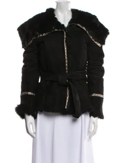 Pre-owned Dolce & Gabbana Leather Faux Fur Jacket In Black