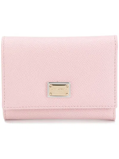 Dolce & Gabbana Leather Flap French Wallet In Pink