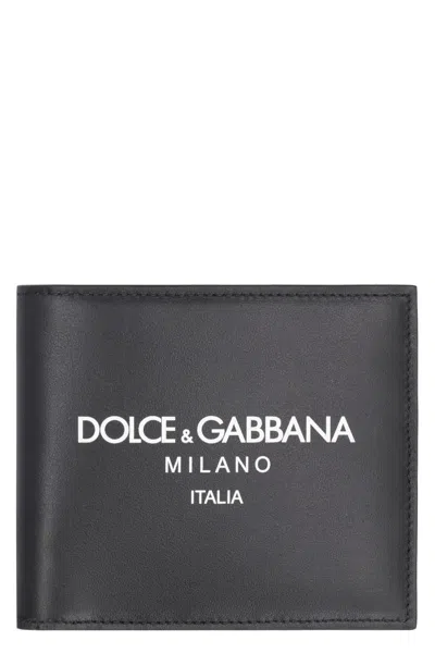 Dolce & Gabbana Leather Flap-over Wallet In Black