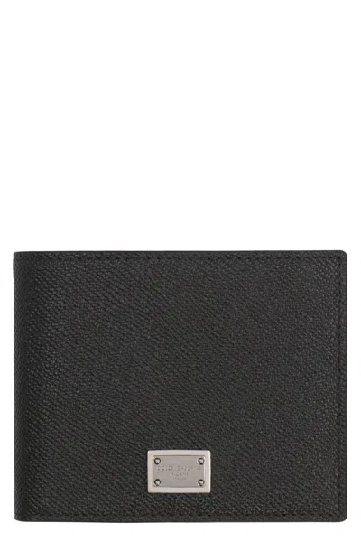 Dolce & Gabbana Bi-fold Wallet With Logo Plaque In Black