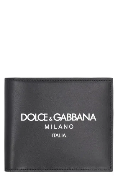Dolce & Gabbana Leather Flap-over Wallet In Black