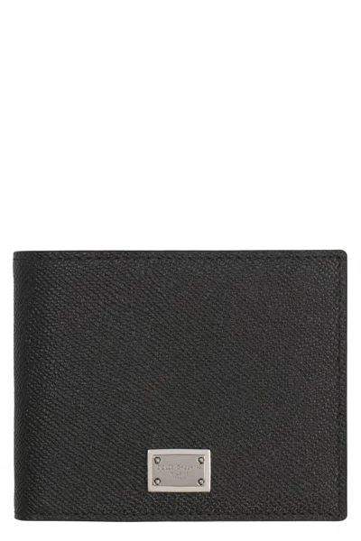 Dolce & Gabbana Leather Flap-over Wallet In Black