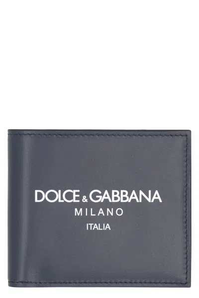 Dolce & Gabbana Leather Flap-over Wallet In Blue