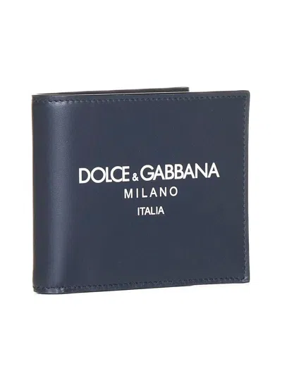 Dolce & Gabbana Leather Flap-over Wallet In Blue