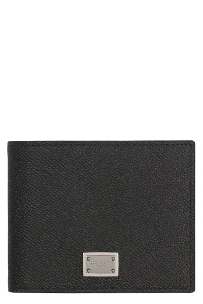 DOLCE & GABBANA LEATHER FLAP-OVER WALLET
