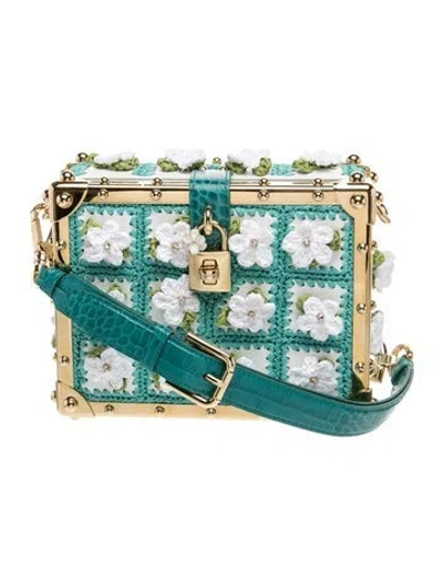 Pre-owned Dolce & Gabbana Leather Floral Dauphine Dolce Box Small In White