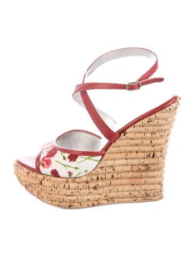Pre-owned Dolce & Gabbana Leather Floral Print Espadrilles