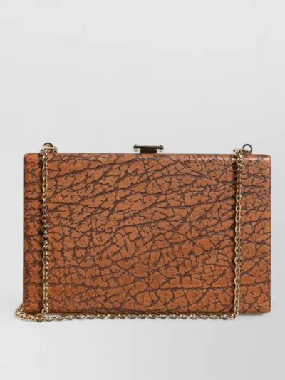 Dolce & Gabbana Leather Frame Clutch Mini Crossbody Bag In Brown