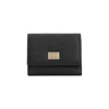 Dolce & Gabbana Black Dauphine Leather Wallet With Logo Plaque In Black