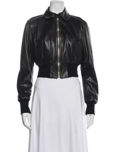 Pre-owned Dolce & Gabbana Leather Fur Jacket In Gray