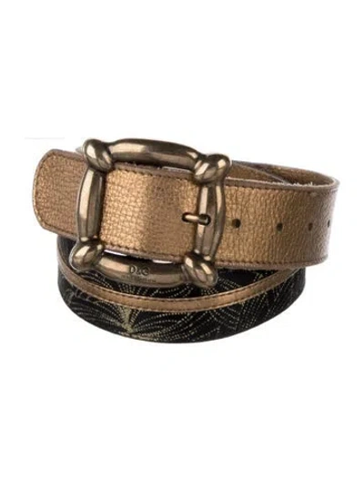 Pre-owned Dolce & Gabbana Leather Glitter Accents Belt In Multi