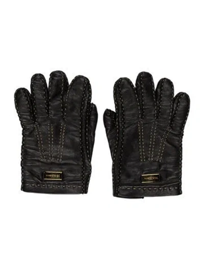 Pre-owned Dolce & Gabbana Leather Gloves In Black